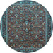 Round Machine Washable Persian Light Blue Traditional Rug, wshtr271lblu