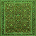 Round Machine Washable Persian Green Traditional Area Rugs, wshtr271grn