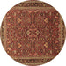 Round Machine Washable Persian Brown Traditional Rug, wshtr271brn