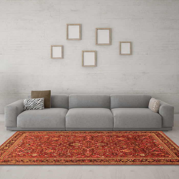 Machine Washable Persian Orange Traditional Area Rugs in a Living Room, wshtr271org