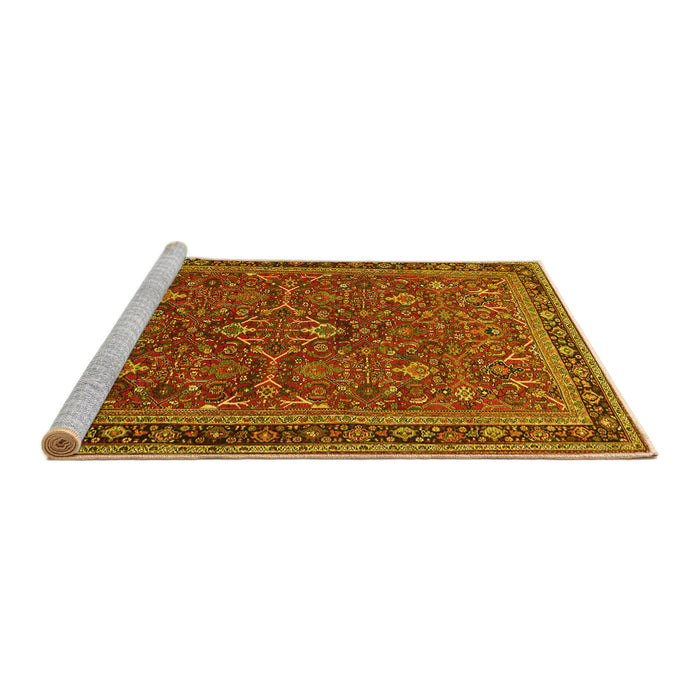 Sideview of Machine Washable Persian Yellow Traditional Rug, wshtr271yw