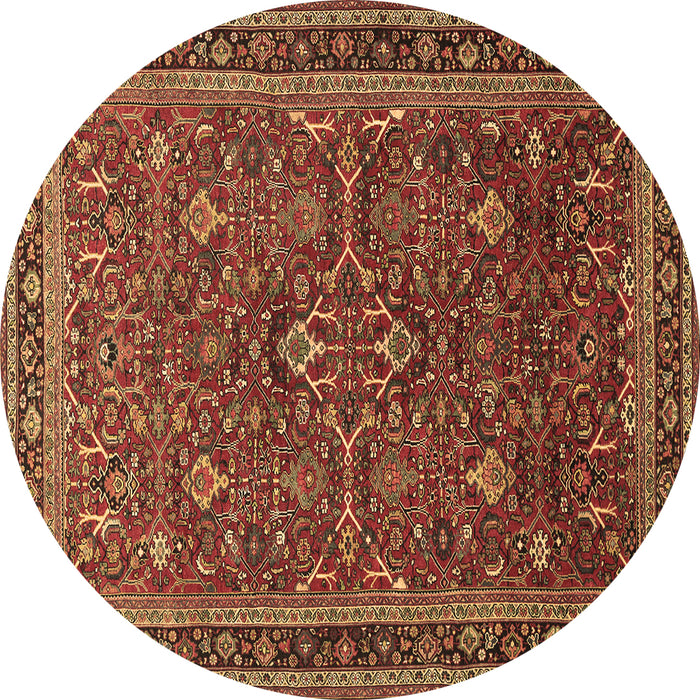 Round Persian Brown Traditional Rug, tr271brn