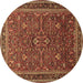 Round Persian Brown Traditional Rug, tr271brn
