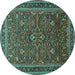 Round Persian Turquoise Traditional Rug, tr271turq