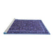 Sideview of Machine Washable Persian Blue Traditional Rug, wshtr271blu