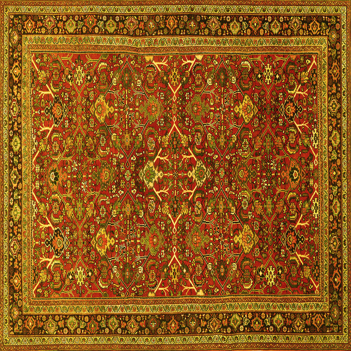 Square Machine Washable Persian Yellow Traditional Rug, wshtr271yw