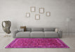 Machine Washable Persian Pink Traditional Rug in a Living Room, wshtr271pnk