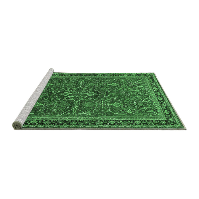 Sideview of Machine Washable Persian Emerald Green Traditional Area Rugs, wshtr271emgrn