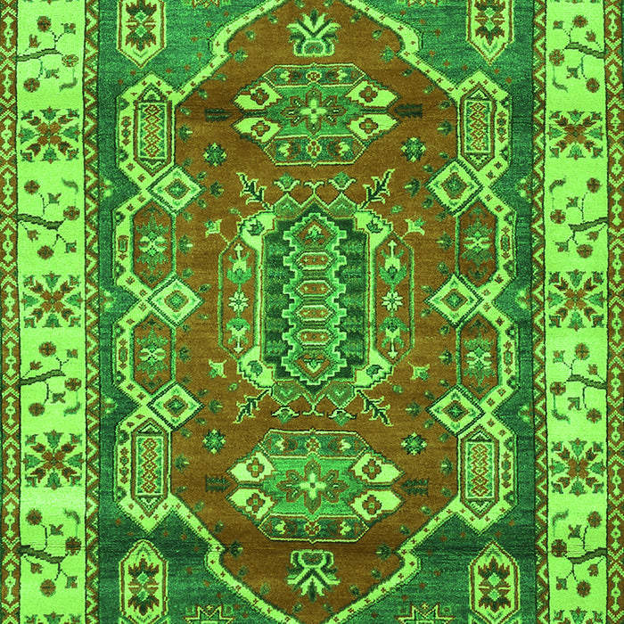 Geometric Green Traditional Rug, tr2720grn