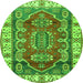 Square Geometric Green Traditional Rug, tr2720grn