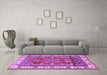 Machine Washable Geometric Purple Traditional Area Rugs in a Living Room, wshtr2720pur