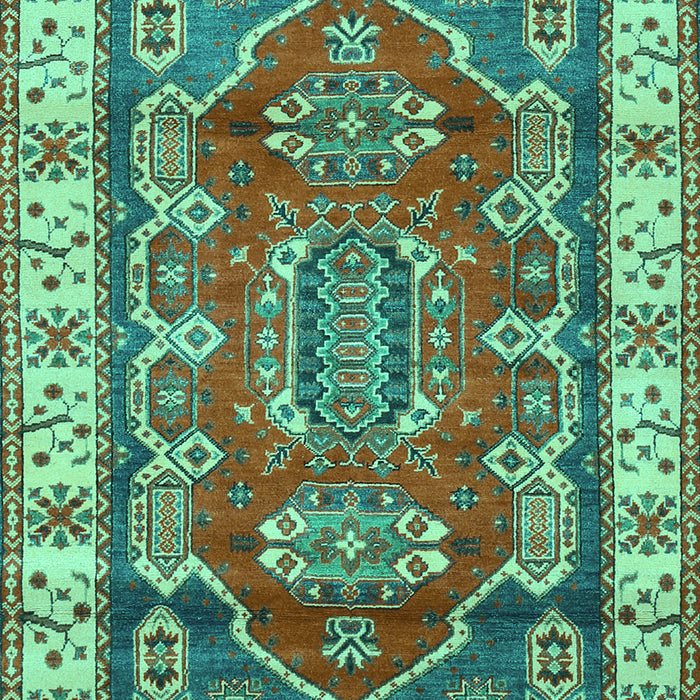 Geometric Turquoise Traditional Rug, tr2720turq