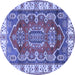 Round Geometric Blue Traditional Rug, tr2720blu