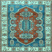 Square Geometric Light Blue Traditional Rug, tr2720lblu