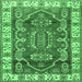 Square Geometric Emerald Green Traditional Rug, tr2720emgrn