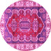 Round Geometric Pink Traditional Rug, tr2720pnk