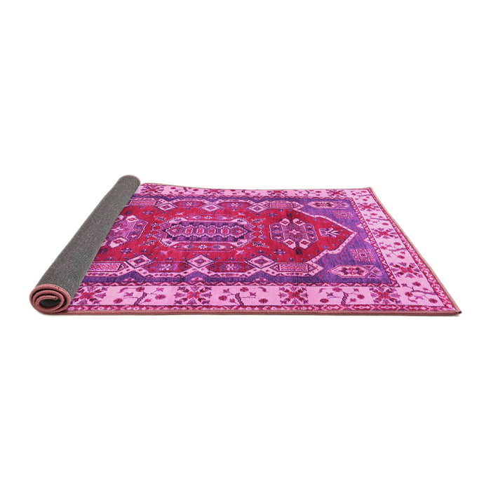 Sideview of Geometric Pink Traditional Rug, tr2720pnk