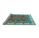 Sideview of Machine Washable Geometric Light Blue Traditional Rug, wshtr2720lblu