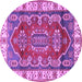 Round Machine Washable Geometric Purple Traditional Area Rugs, wshtr2720pur