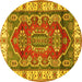 Round Geometric Yellow Traditional Rug, tr2720yw