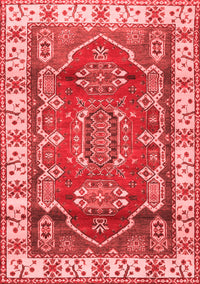 Geometric Red Traditional Rug, tr2720red