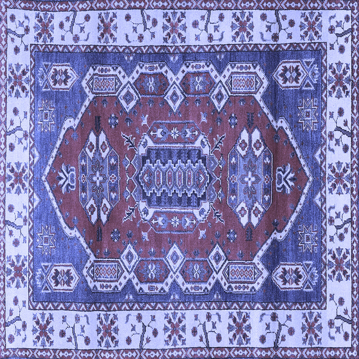 Square Geometric Blue Traditional Rug, tr2720blu