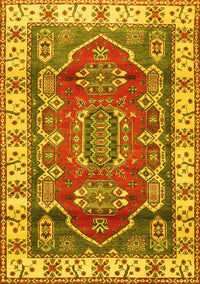 Geometric Yellow Traditional Rug, tr2720yw