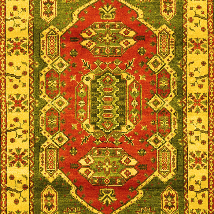 Geometric Yellow Traditional Rug, tr2720yw