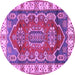 Round Geometric Purple Traditional Rug, tr2720pur