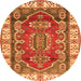 Square Geometric Orange Traditional Rug, tr2720org