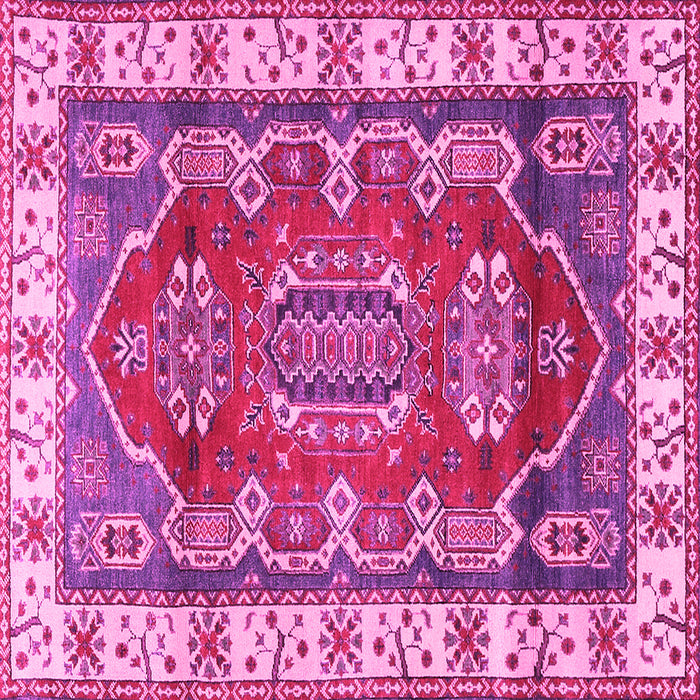 Square Geometric Pink Traditional Rug, tr2720pnk