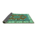 Sideview of Geometric Turquoise Traditional Rug, tr2720turq