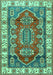 Machine Washable Geometric Turquoise Traditional Area Rugs, wshtr2720turq