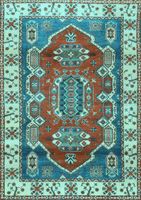 Geometric Light Blue Traditional Rug, tr2720lblu