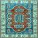 Square Machine Washable Geometric Light Blue Traditional Rug, wshtr2720lblu