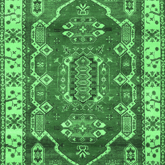 Machine Washable Geometric Emerald Green Traditional Area Rugs, wshtr2720emgrn