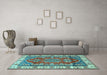 Machine Washable Geometric Light Blue Traditional Rug in a Living Room, wshtr2720lblu