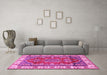 Machine Washable Geometric Pink Traditional Rug in a Living Room, wshtr2720pnk