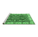 Sideview of Machine Washable Geometric Emerald Green Traditional Area Rugs, wshtr2720emgrn