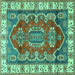 Square Geometric Turquoise Traditional Rug, tr2720turq