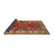 Sideview of Traditional Copper Green Geometric Rug, tr2721