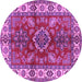 Round Geometric Purple Traditional Rug, tr2721pur