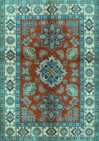 Geometric Light Blue Traditional Rug, tr2721lblu