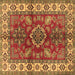 Square Geometric Brown Traditional Rug, tr2721brn