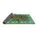 Sideview of Geometric Turquoise Traditional Rug, tr2721turq