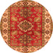 Square Geometric Orange Traditional Rug, tr2721org