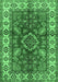 Machine Washable Geometric Emerald Green Traditional Area Rugs, wshtr2721emgrn