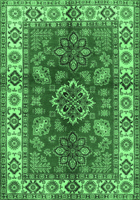 Geometric Emerald Green Traditional Rug, tr2721emgrn