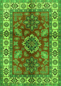 Geometric Green Traditional Rug, tr2721grn