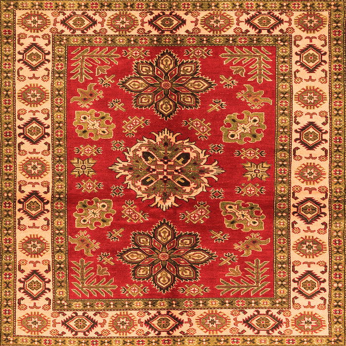 Round Machine Washable Geometric Orange Traditional Area Rugs, wshtr2721org